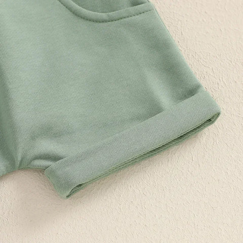 Toddler Boy Cotton Clothing Set – Contrast Short Sleeve Top & Pocket Shorts