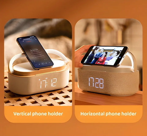 LED Digital Clock with Wireless Charger & Bluetooth Speakers