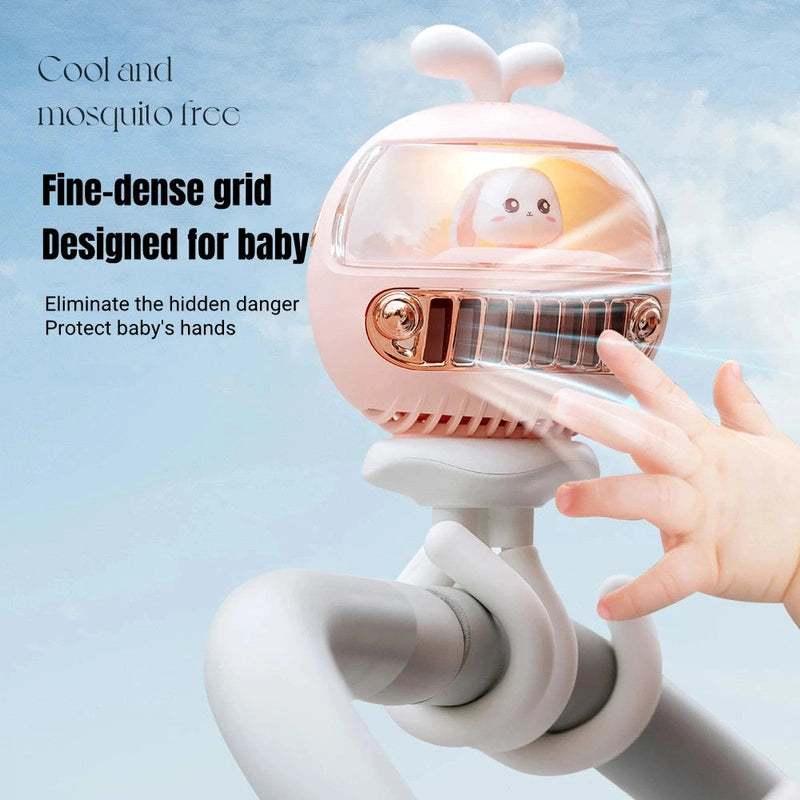 Portable Baby Bunny Stroller Fan - Mosquito Repellant Teeny Pandas