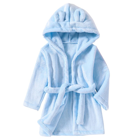 Winter Kids Hooded Flannel Bathrobe – Plush Pajamas for Boys & Girls
