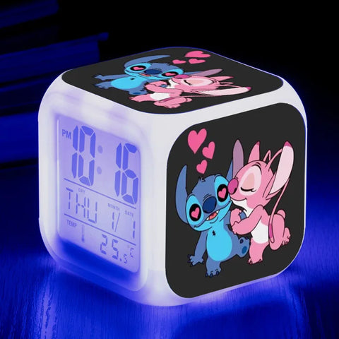 Stitch LED Color Alarm Clock - Lilo & Stitch Cartoon Figure Toy for Kids