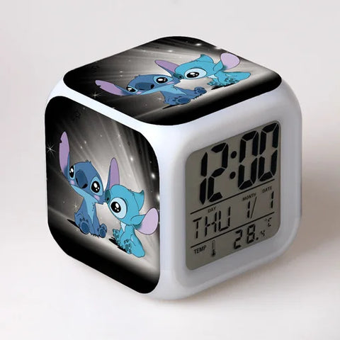 Stitch LED Color Alarm Clock - Lilo & Stitch Cartoon Figure Toy for Kids