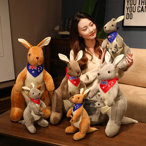 Cute Mother & Child Kangaroo Plush Toy -  Kawaii Big Size Kangaroo Plushie Pillow