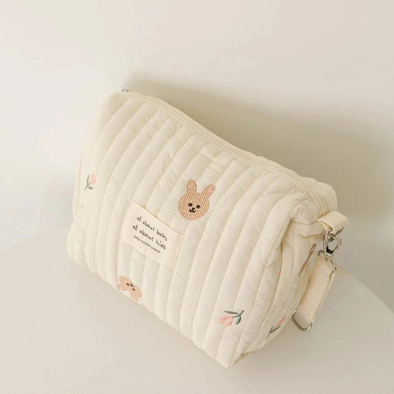 Quilted Stroller Diaper Bag Organizer - Compact & Neutral Baby Bag Teeny Pandas