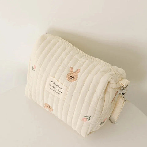 Quilted Stroller Diaper Bag Organizer - Compact & Neutral Baby Bag Teeny Pandas