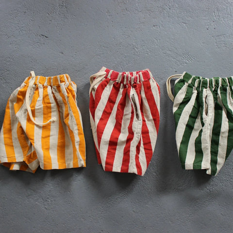 Summer Baby Girls & Boys Striped Shorts - Casual Kids Cotton Linen Pants