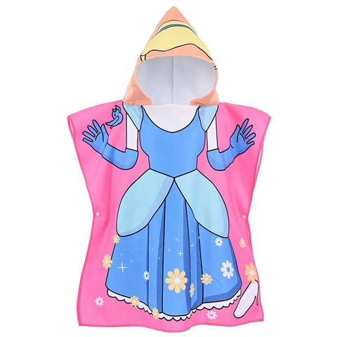 Princess Girl Beach Towel with Hood – Hooded Bath Robe for Kids