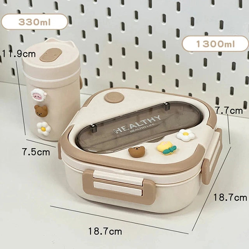Kid’s Insulated Bento Lunch Box – Leakproof, Microwave-Safe! Teeny Pandas