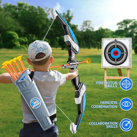 Luminous Bow and Arrow Toy Set with Target + 10 Arrows