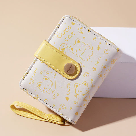 Cute Cat Girls Wallet – Short Zipper Wallet for Women and Students