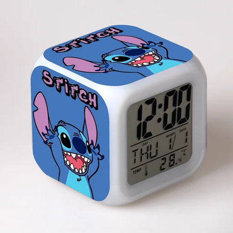 Stitch LED Color Alarm Clock - Lilo & Stitch Cartoon Figure Toy for Kids
