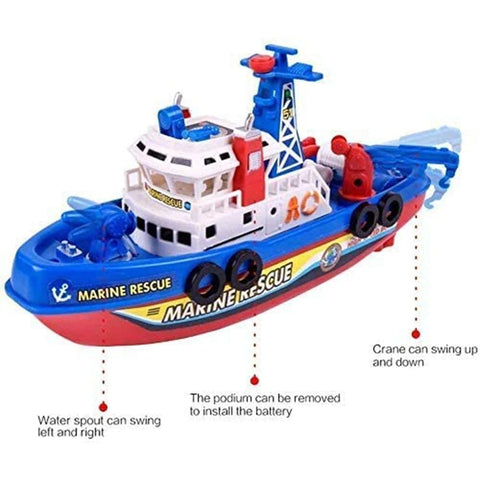 Marine Fireboat Bath Toy With Water Spray & LED Lights