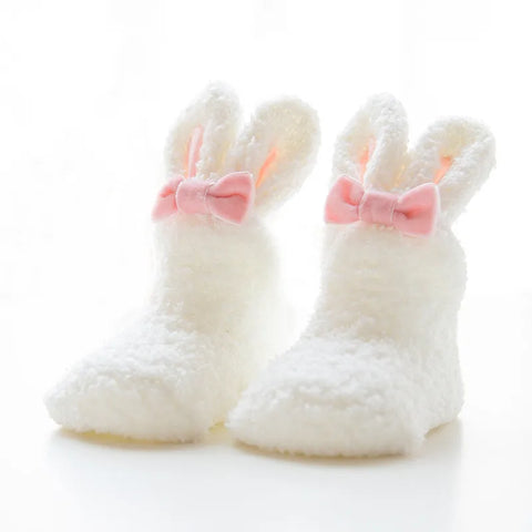Coral Fleece Newborn Baby Girls Socks – Soft Cute Rabbit Winter Infant Socks