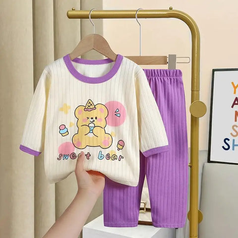Autumn Casual Children Clothing Set – 2-Piece Pajamas for Kids