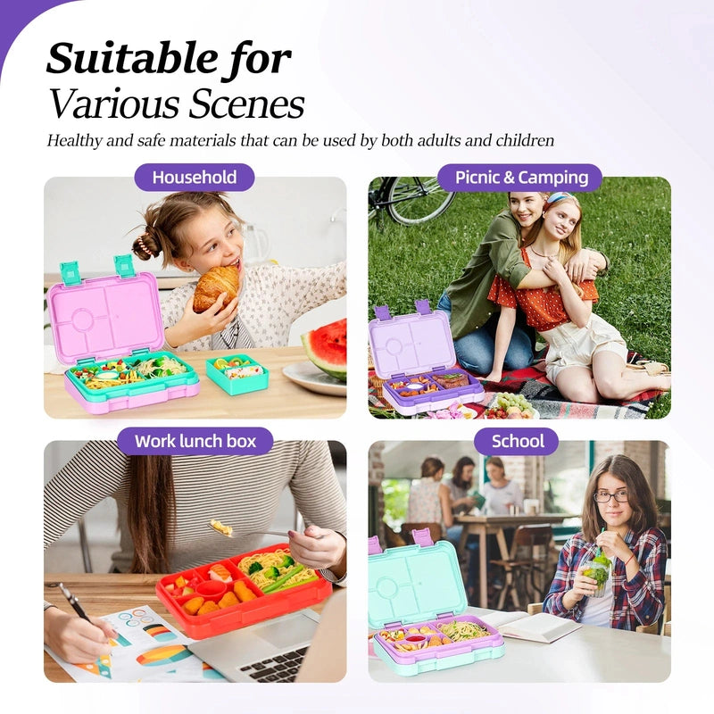 Kids 6 Compartment Bento Lunch Box – Durable, Fun, and Perfect for Balanced Meals! Teeny Pandas
