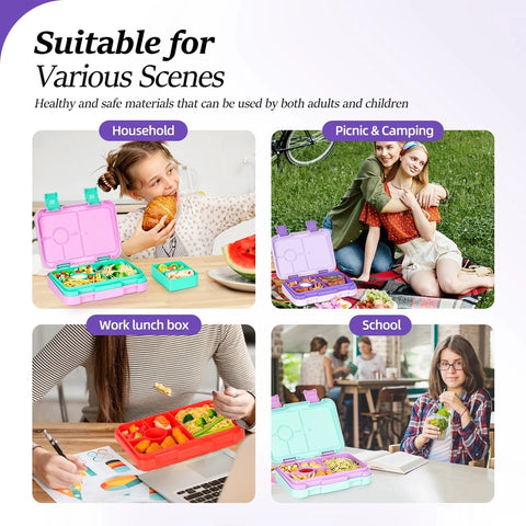 Kids 6 Compartment Bento Lunch Box – Durable, Fun, and Perfect for Balanced Meals! Teeny Pandas