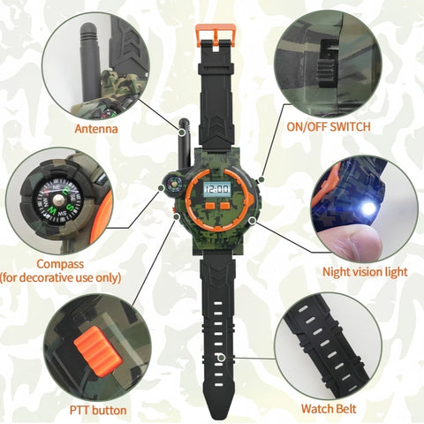 Watch Walkie Talkies for Kids - 2 Piece-Set with Flashlight and Compass
