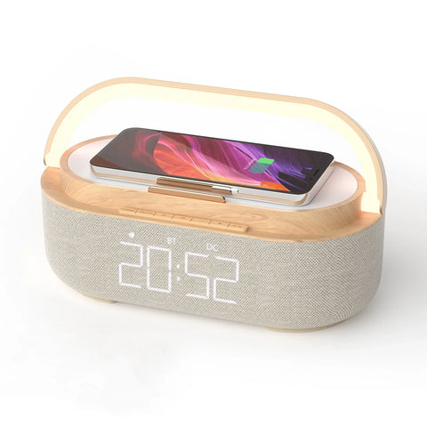LED Digital Clock with Wireless Charger & Bluetooth Speakers