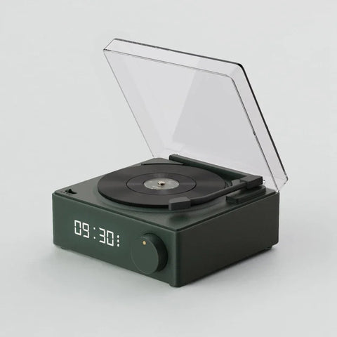 Retro Vinyl Bluetooth Speaker & Alarm Clock for Kids