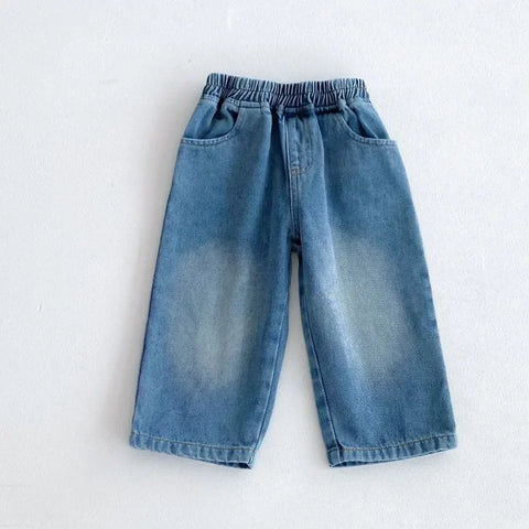 Children’s Denim Pants – Elastic Waist Casual Washed Harem Jeans