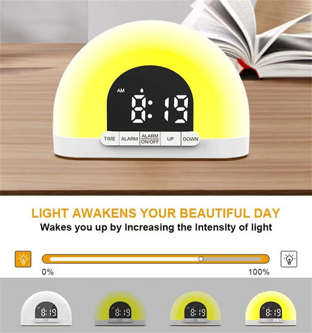 Wake Up Light Alarm Clock - With Intelligent Night Light & Sunrise/Sunset Simulation