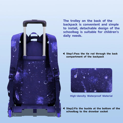 Kids School Bag Set with Wheels