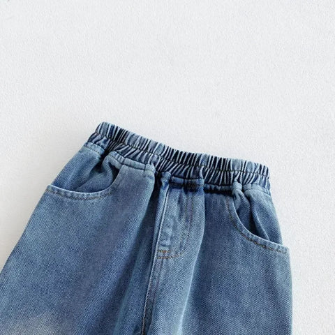 Children’s Denim Pants – Elastic Waist Casual Washed Harem Jeans
