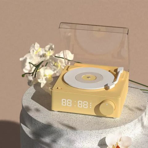 Retro Vinyl Bluetooth Speaker & Alarm Clock for Kids