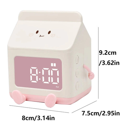Multifunctional LED Milk Carton Alarm Clock - With Voice Control