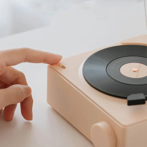 Retro Vinyl Bluetooth Speaker & Alarm Clock for Kids