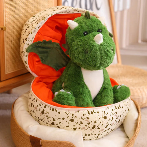 2-in-1 Green Dinosaur Plushies in a Dragon Egg