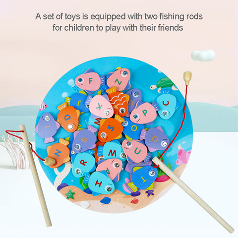 Montessori Wooden Magnetic Fishing Toy – Alphabet & Numeric Educational Game