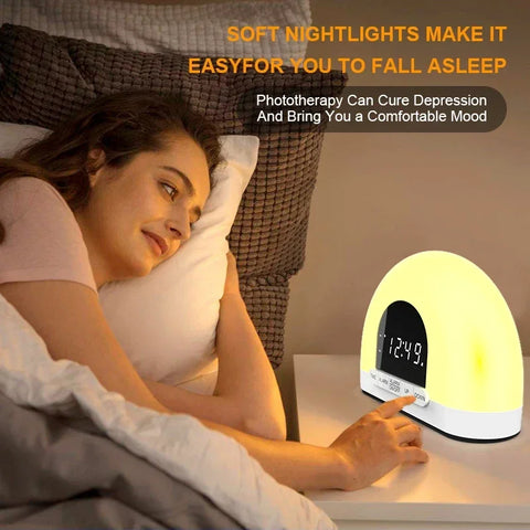 Wake Up Light Alarm Clock - With Intelligent Night Light & Sunrise/Sunset Simulation