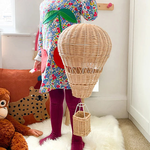 Rattan Hot Air Balloon Wall Décor - Elegant Room Decoration! Teeny Pandas