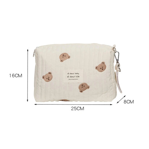 Quilted Stroller Diaper Bag Organizer - Compact & Neutral Baby Bag Teeny Pandas