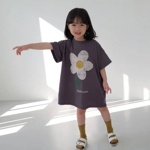 Summer Floral Print Girls' Casual Dress