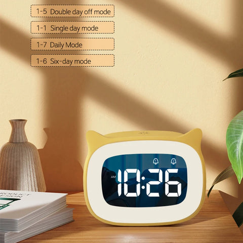 Cat Shape LED Digital Alarm Clock - With Voice Control and Night Light