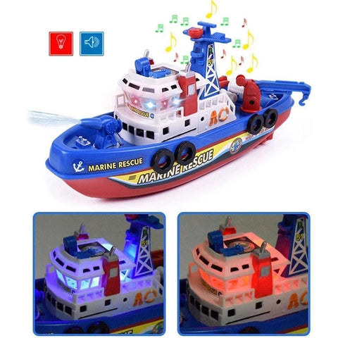 Marine Fireboat Bath Toy With Water Spray & LED Lights