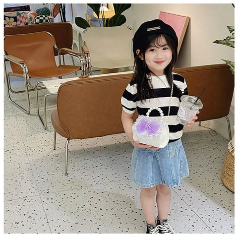 Kids Sequins Crossbody Bag – Mini Princess Coin Purse with Pearl Handle