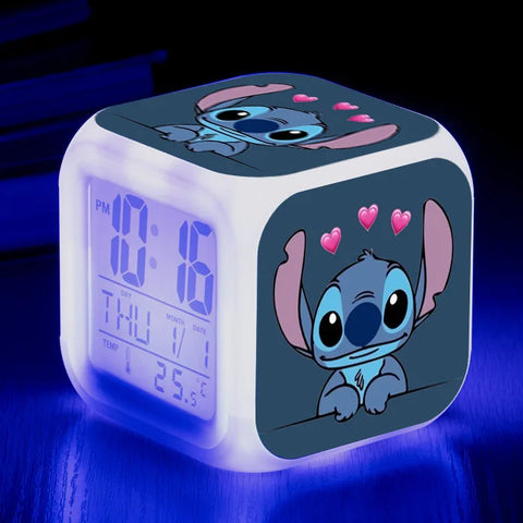 Stitch LED Color Alarm Clock - Lilo & Stitch Cartoon Figure Toy for Kids