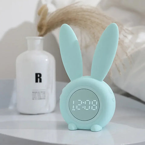 Cute Bunny Ears LED Silent Digital Alarm Clock - Perfect Bedroom Decoration