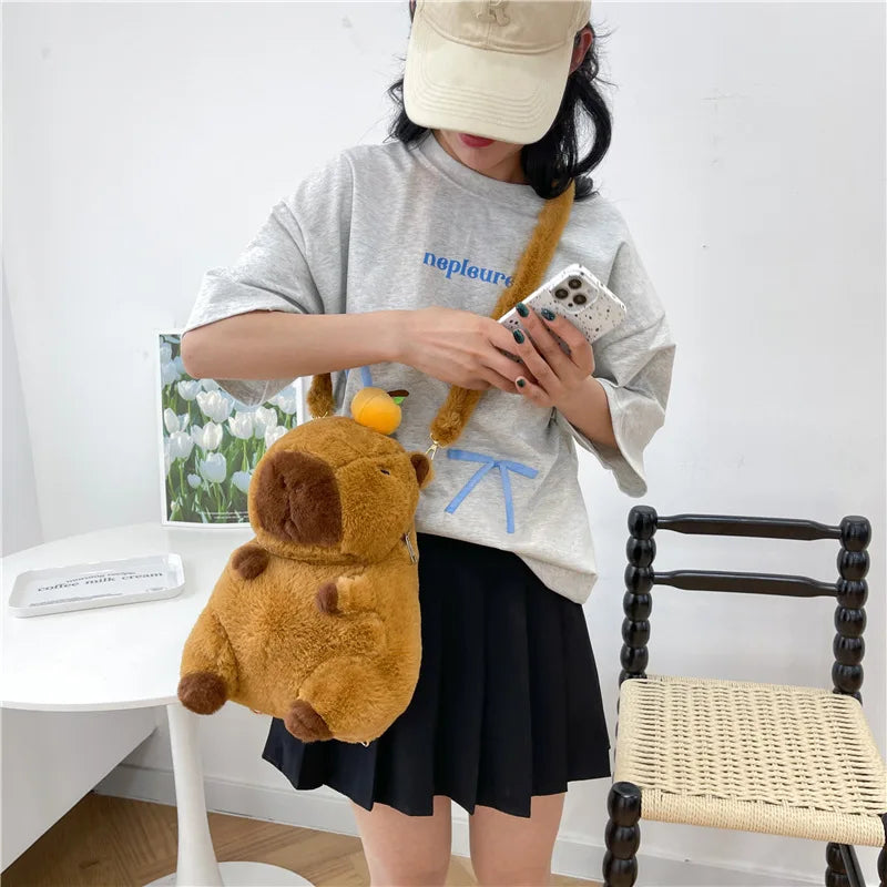 Adorable Capybara Plush Backpack - Soft and Comfortable Fur Straps! Teeny Pandas