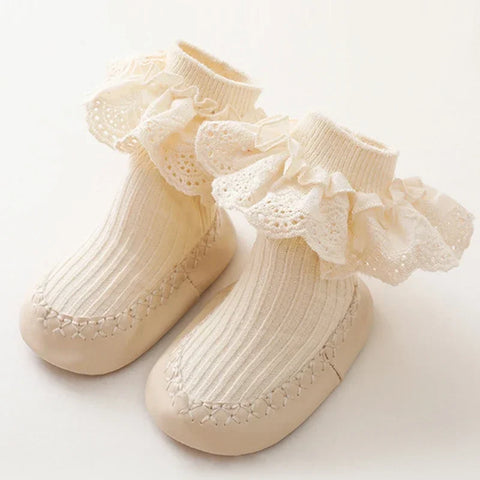 Baby Ruffle Socks with Rubber Soles - Soft, Stylish, Anti-Slip Baby Socks