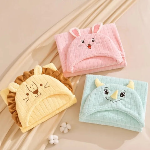Soft Baby Bath Cartoon Hooded Towel