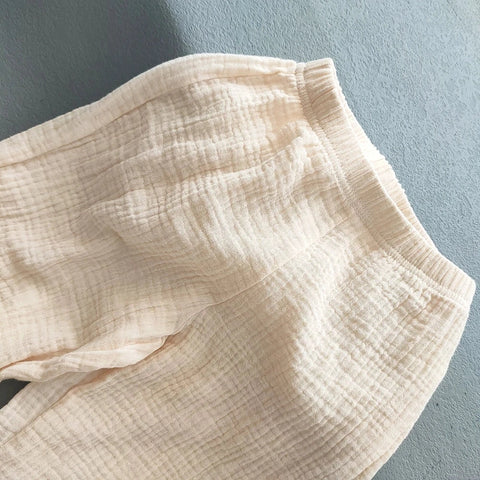 Summer Kids Cotton Linen Pleated Pants – Stylish & Comfortable Harem Trousers