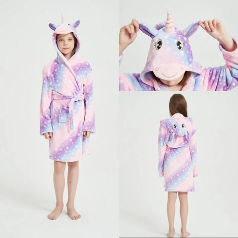 Kids Flannel Bathrobe for Girls – Cute Unicorn & Animal Themed Robe