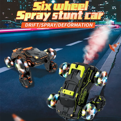 6 Wheels Spray RC Stunt Car - 4WD Swing Arm Deformation Drift Vehicle