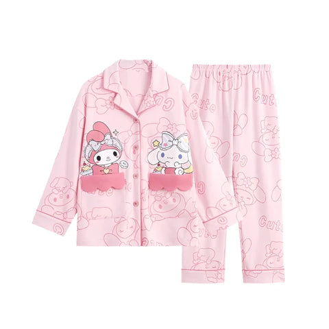 Cute Cinnamoroll & Melody Children Pajama Set – Soft, Warm, and Comfortable Nightwear