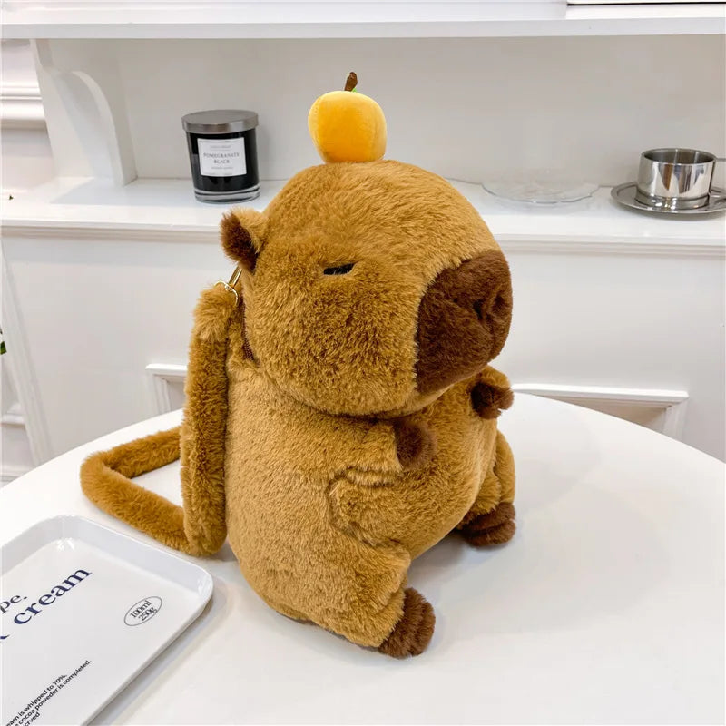 Adorable Capybara Plush Backpack - Soft and Comfortable Fur Straps! Teeny Pandas