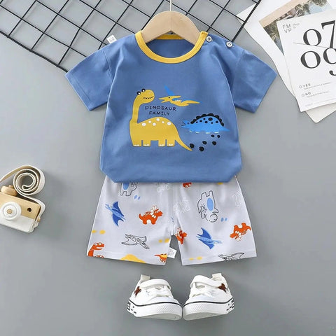 Striped Short Sleeve Shorts Set – Summer T-shirt Outfits for Kids